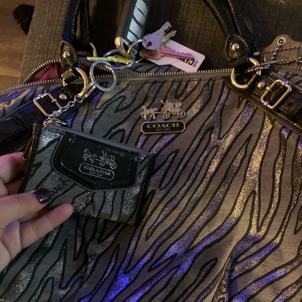 Coach zebra purse and key coin purse